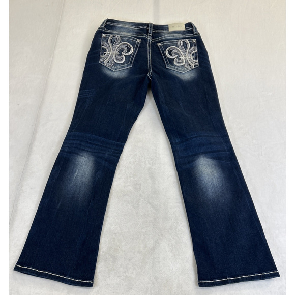 Miss Me "Leather Fleur de Lis" Rhinestone Pearls Curvy Boot 31 X 30 Bnfts Chrty - Picture 13 of 16